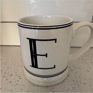 Threshold White Mug with Black Monogram 'E'